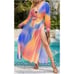 Blue Orange Stunning Chiffon Kimono Cardigan Dress