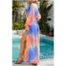 Blue Orange Stunning Chiffon Kimono Cardigan Dress