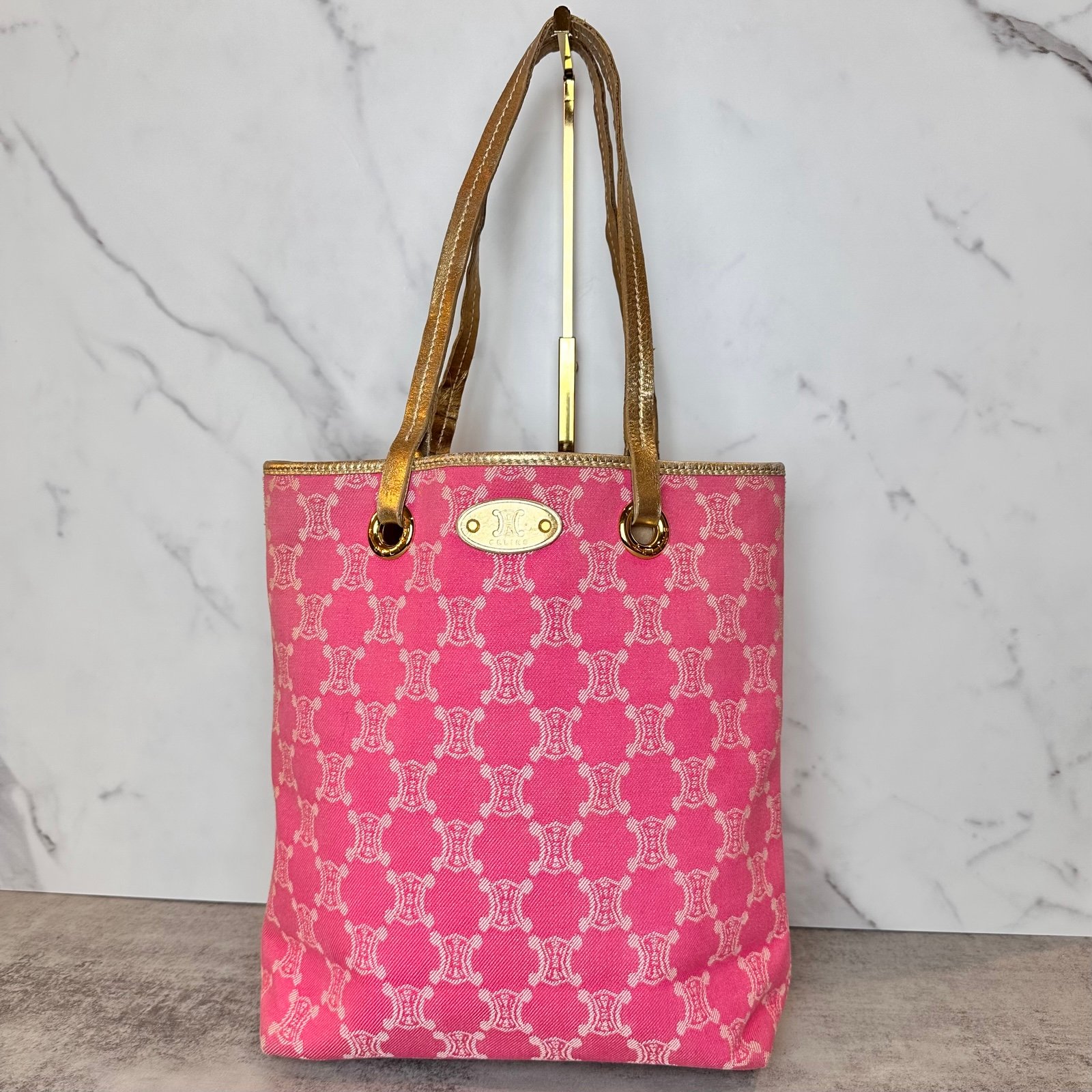 Celine Pink Denim Macadam Tote