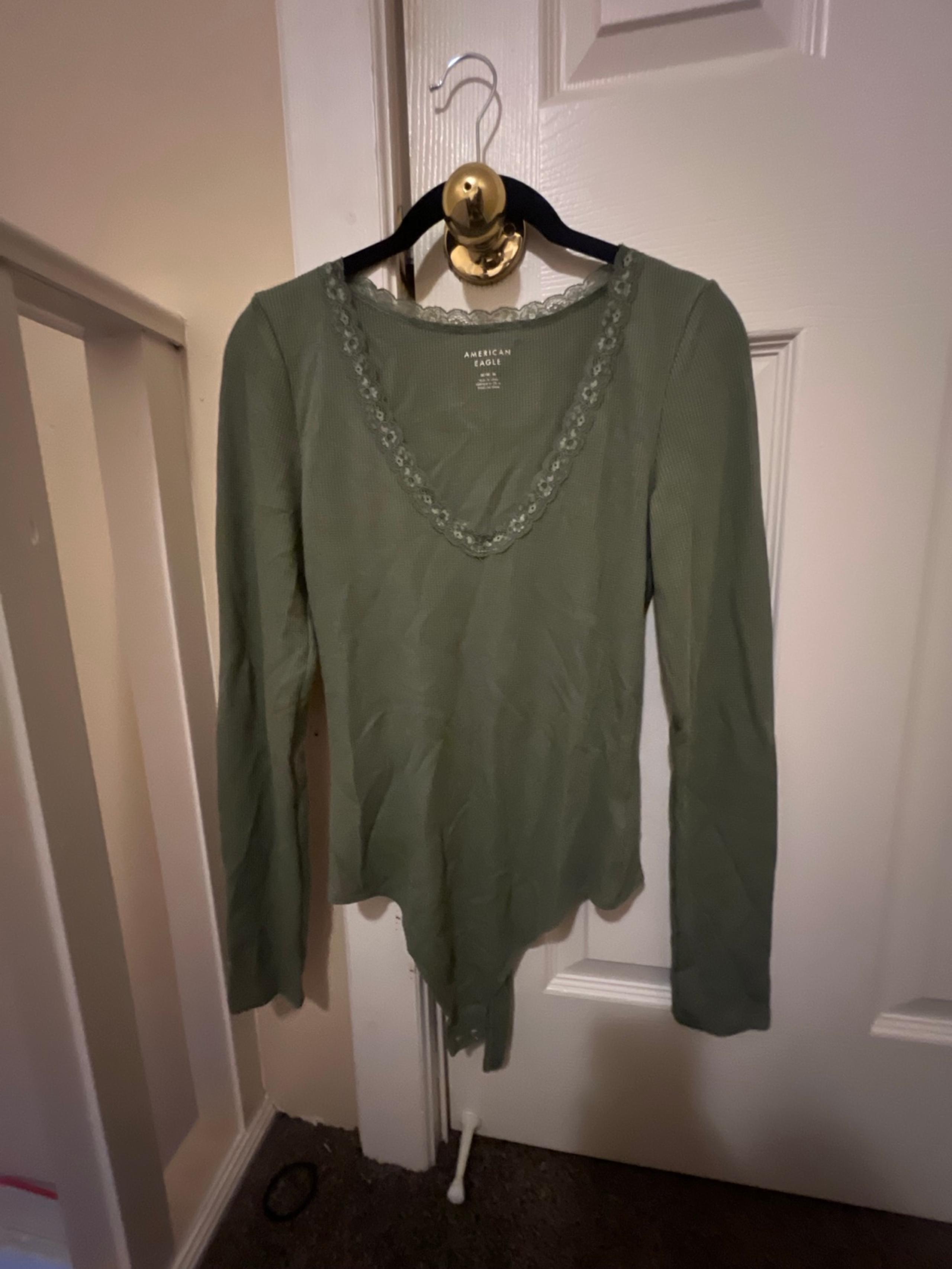 American Eagle lace trim long sleeve bodysuit