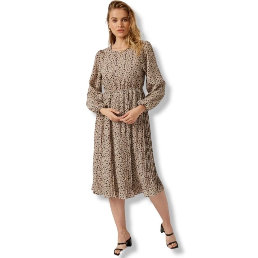 HAYDEN Nwt Floral pleated taupe midi dress size 3xl