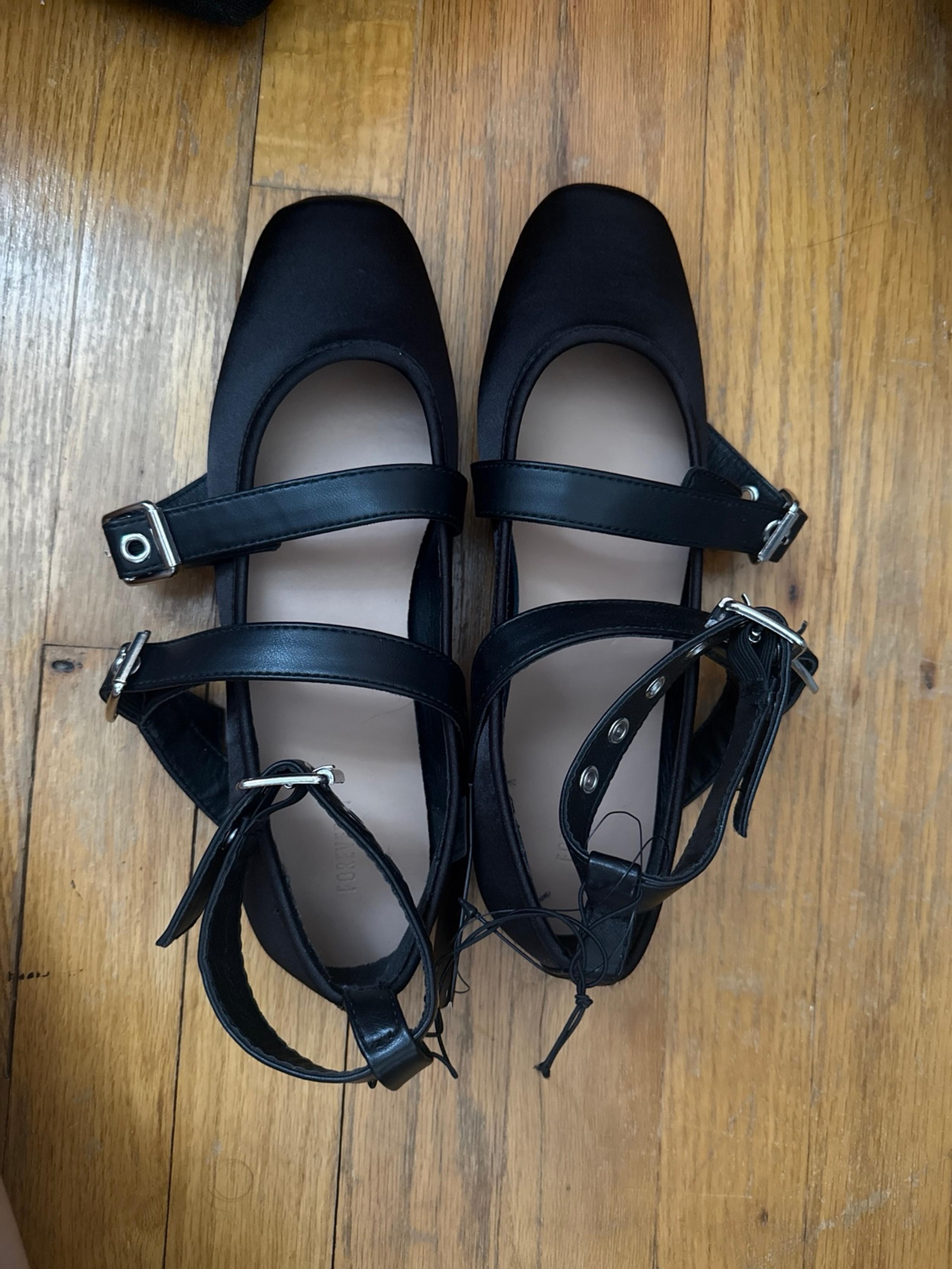 Black ballet strap on flats brand new