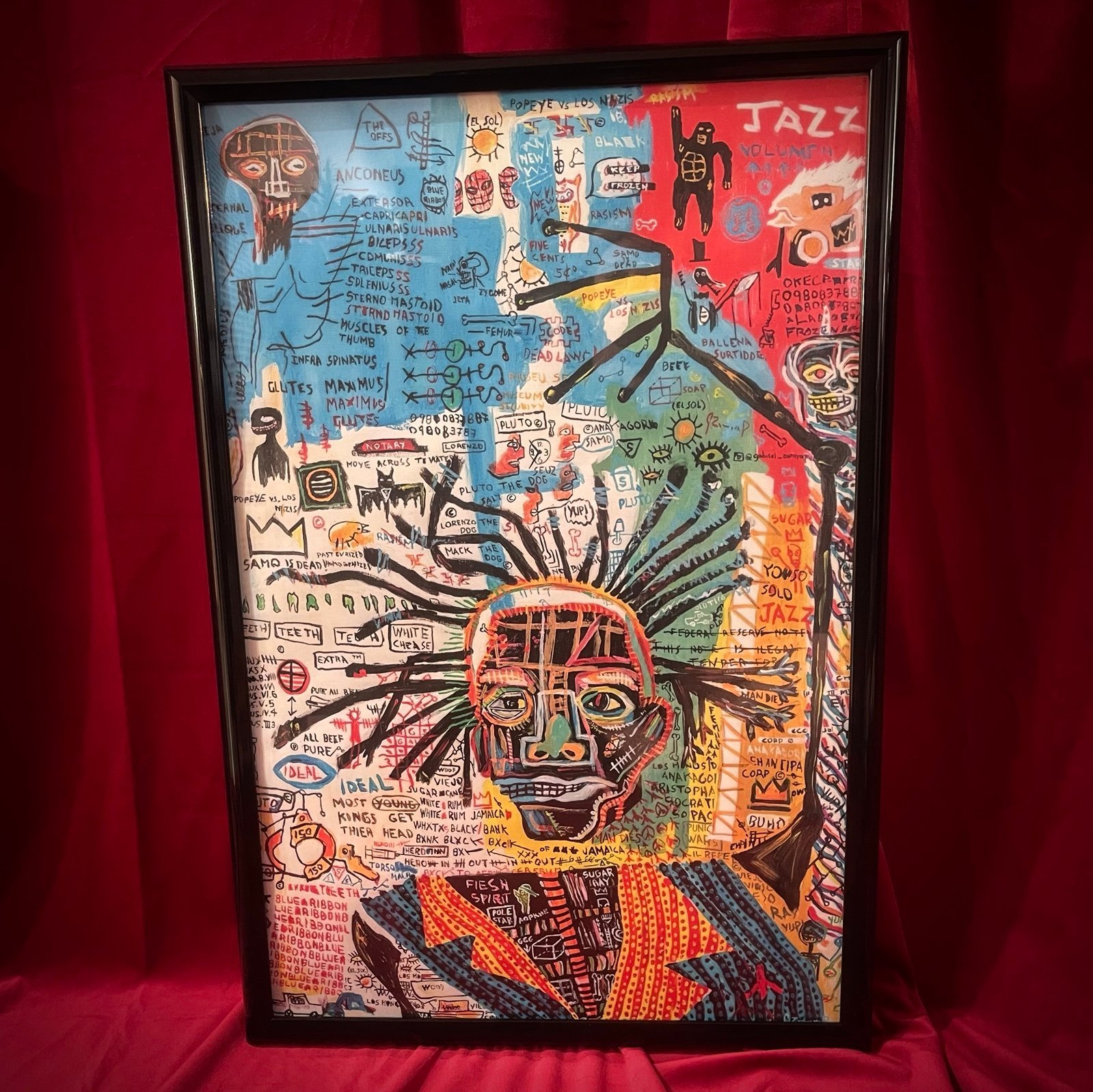 Framed Abstract Art Print,Graffiti Art, Neo-expressionism, Jean-Michel Basquiat