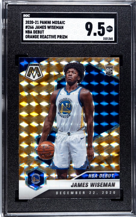 SGC 9.5 2020-21 Panini Mosiac NBA Debut Orange Reactive Prizm #266 James Wiseman