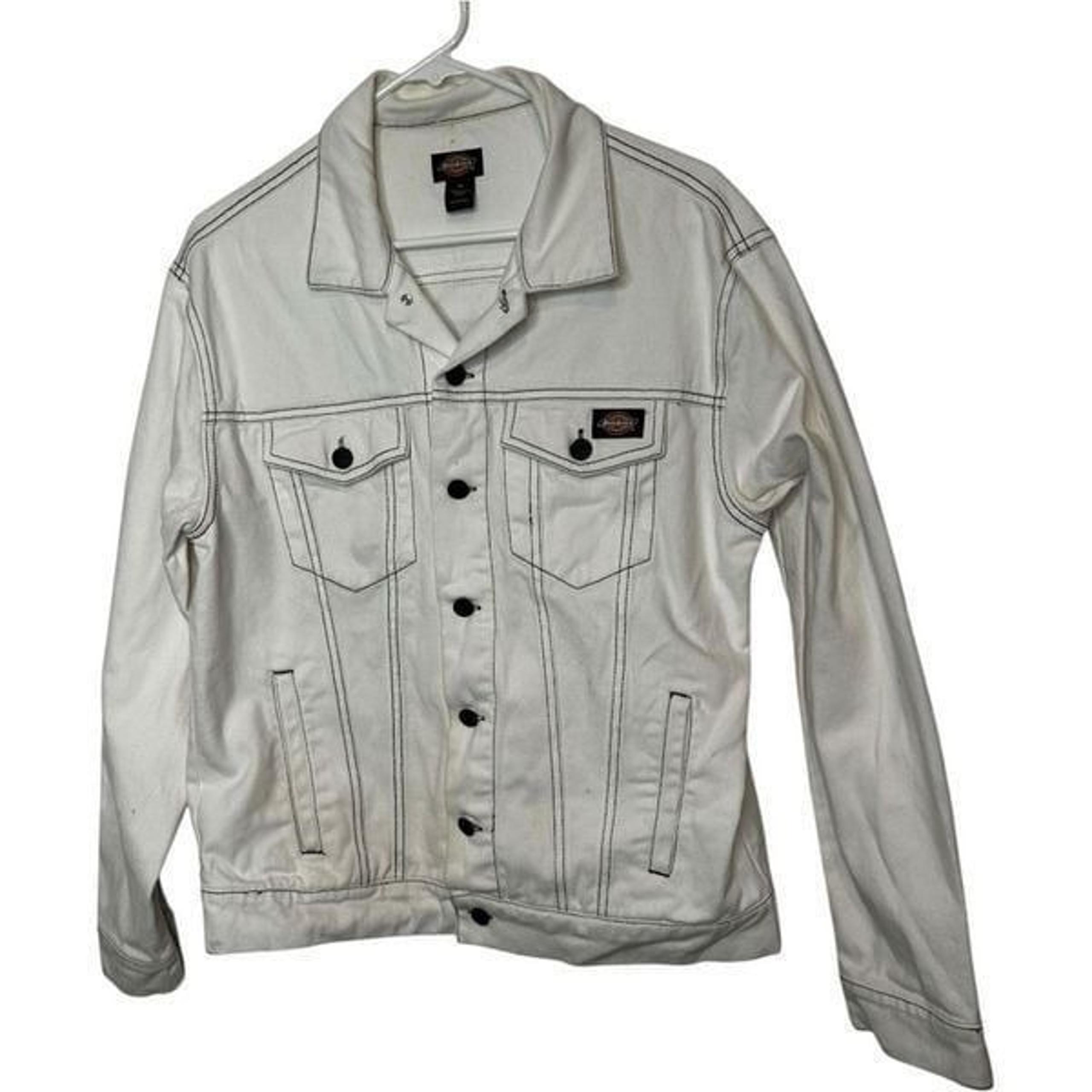 Dickies White Skater Denim Shacket Men's Size M Checkered Logo Trucker