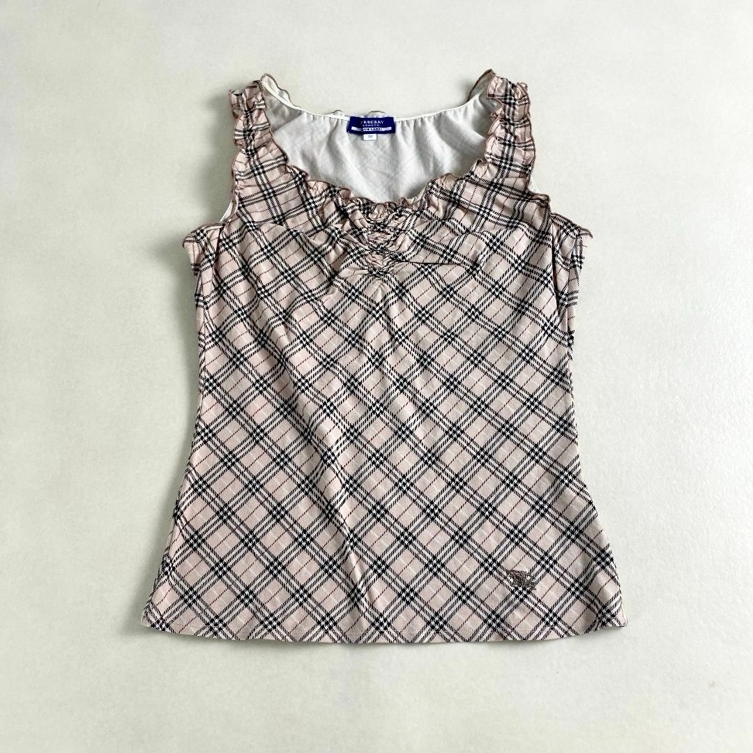 Burberry bule label tank top with pink nova check