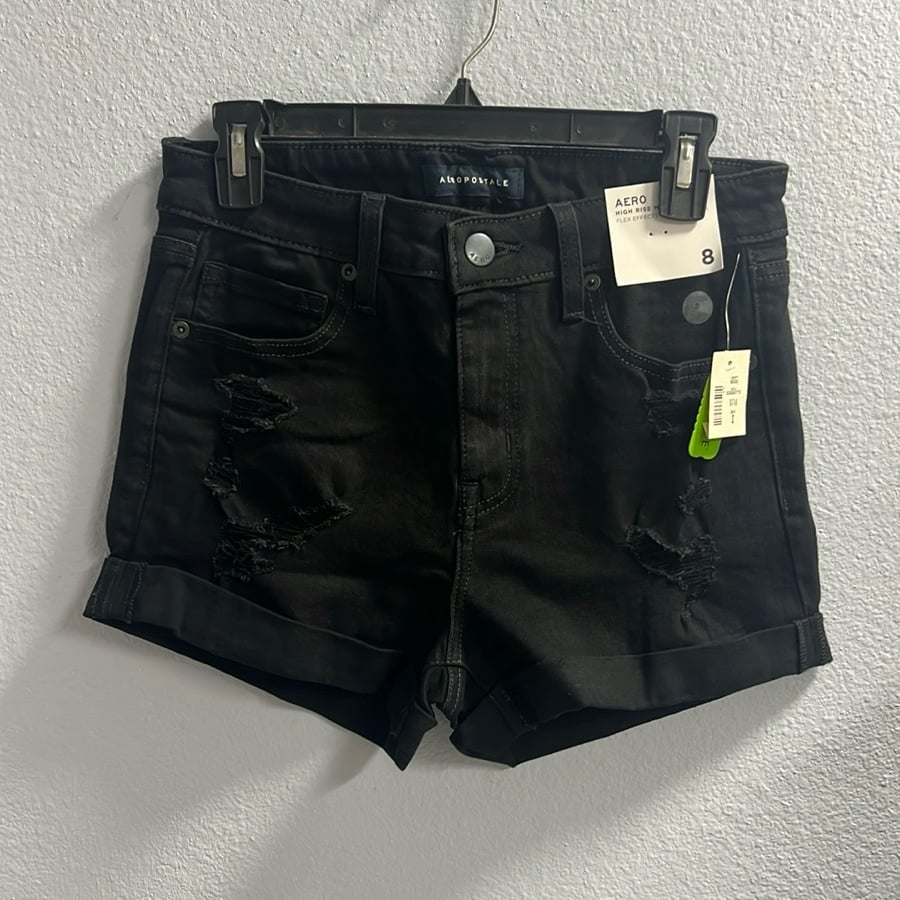 Aeropostale Black High Ride Midi Flex Effects 4-Way Stretch