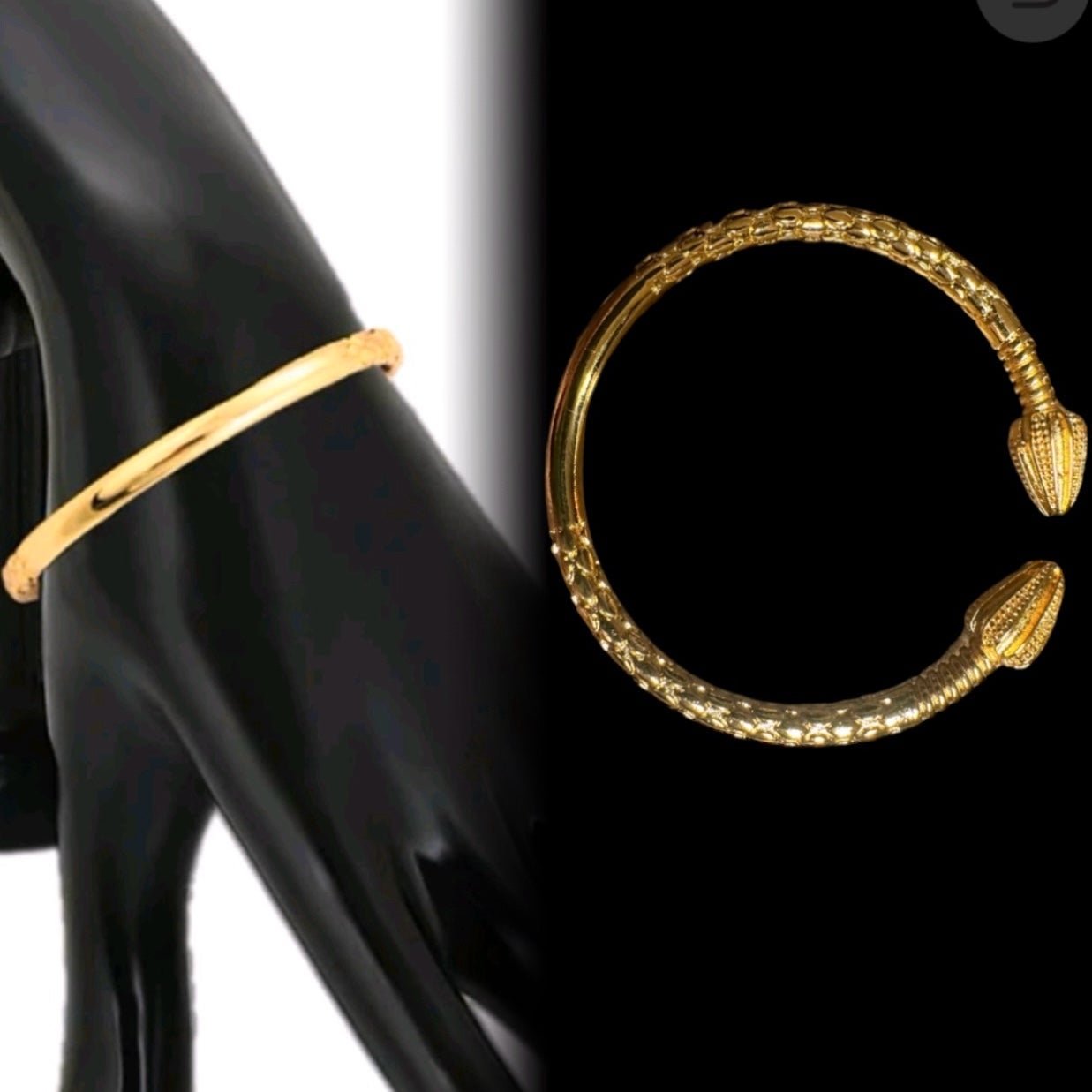 14k Gold West Indian Bangle Cocoapod Caribbean Spear Arrow Ends heavy.