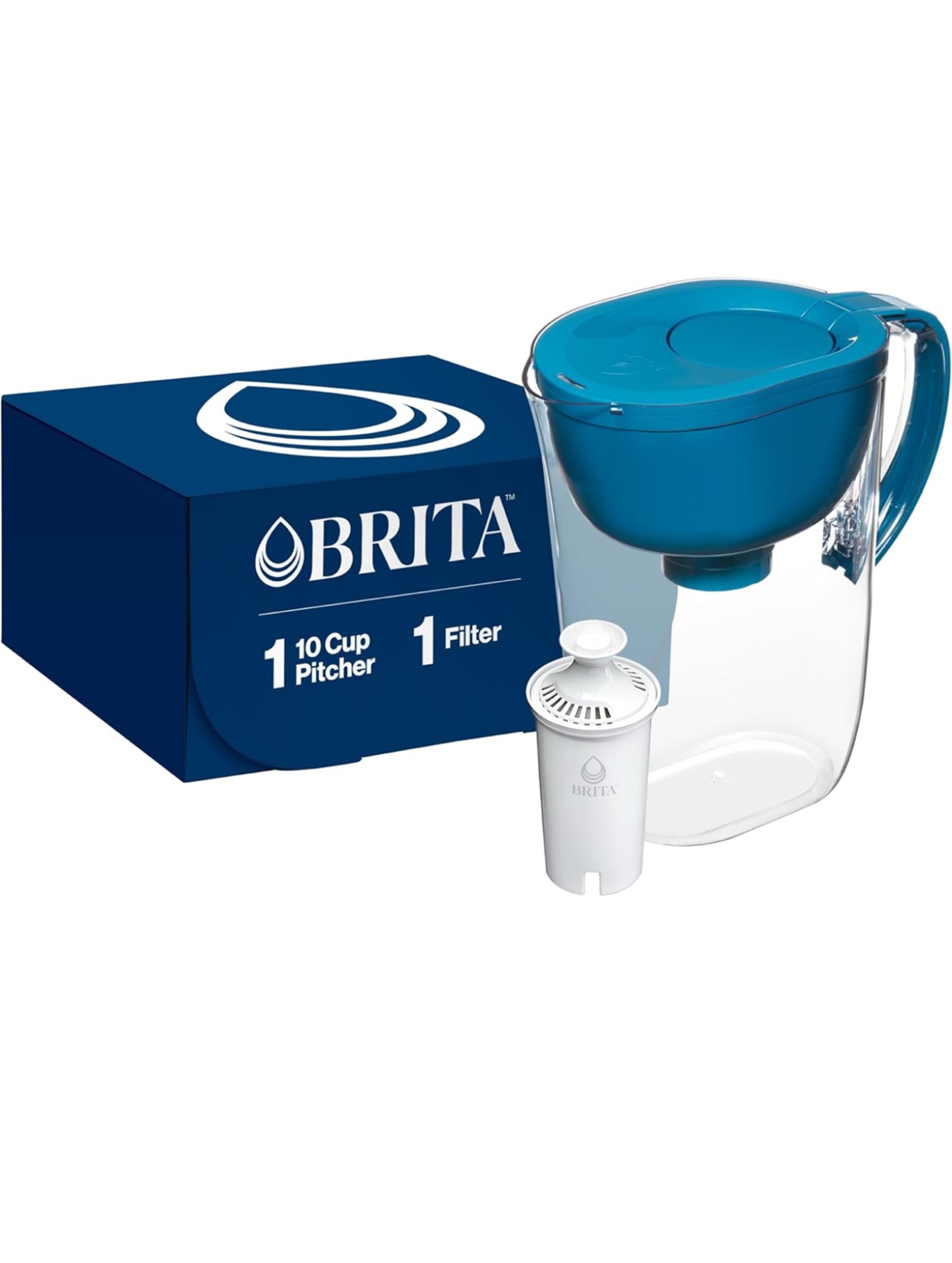 Brita Large Water Filter Pitcher 10 Cup, 1 Filter, Blue