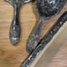 Vintage 3 Pc Vanity Set Hand Mirror - Brush - Comb Silver Plated Rose Ornate