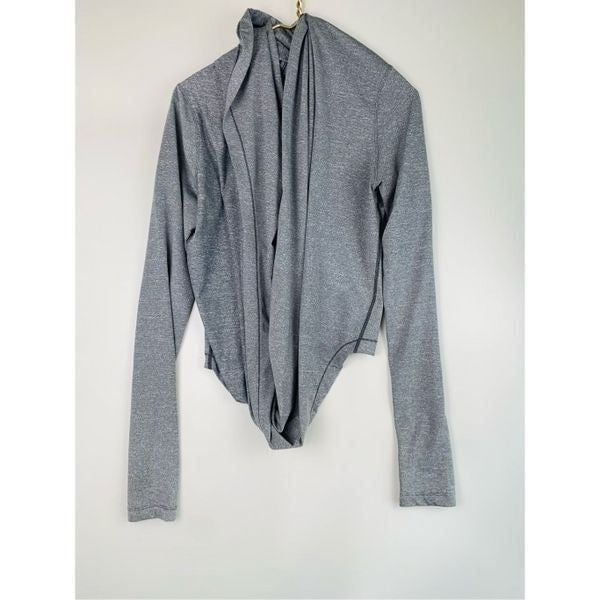 ZYIA Active Haze Yoga Shawl Wrap Hooded Top Pullover Grey Women’s size m