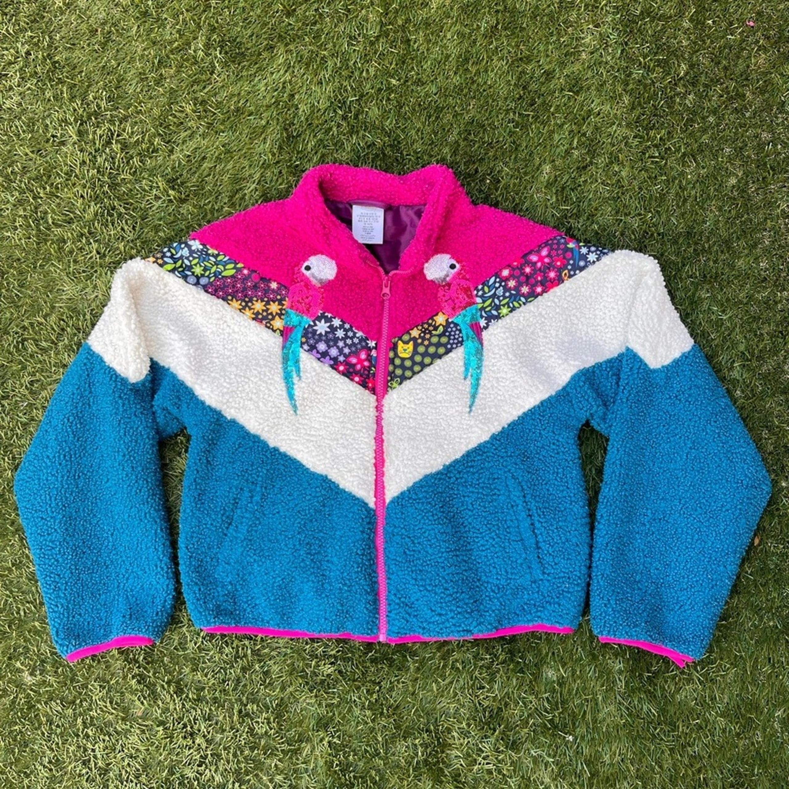 Disney Parks Encanto Fleece Sherpa Full Zip Colorblock Fuzzy Jacket Sweater