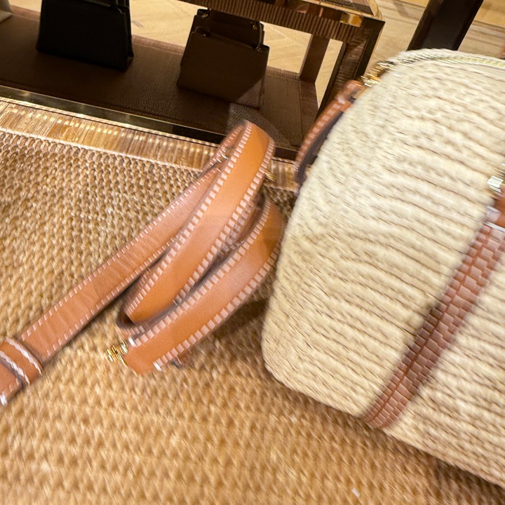 Tory Burch Thea Raffia Satchel 165998 Coffee Cream Crossbody