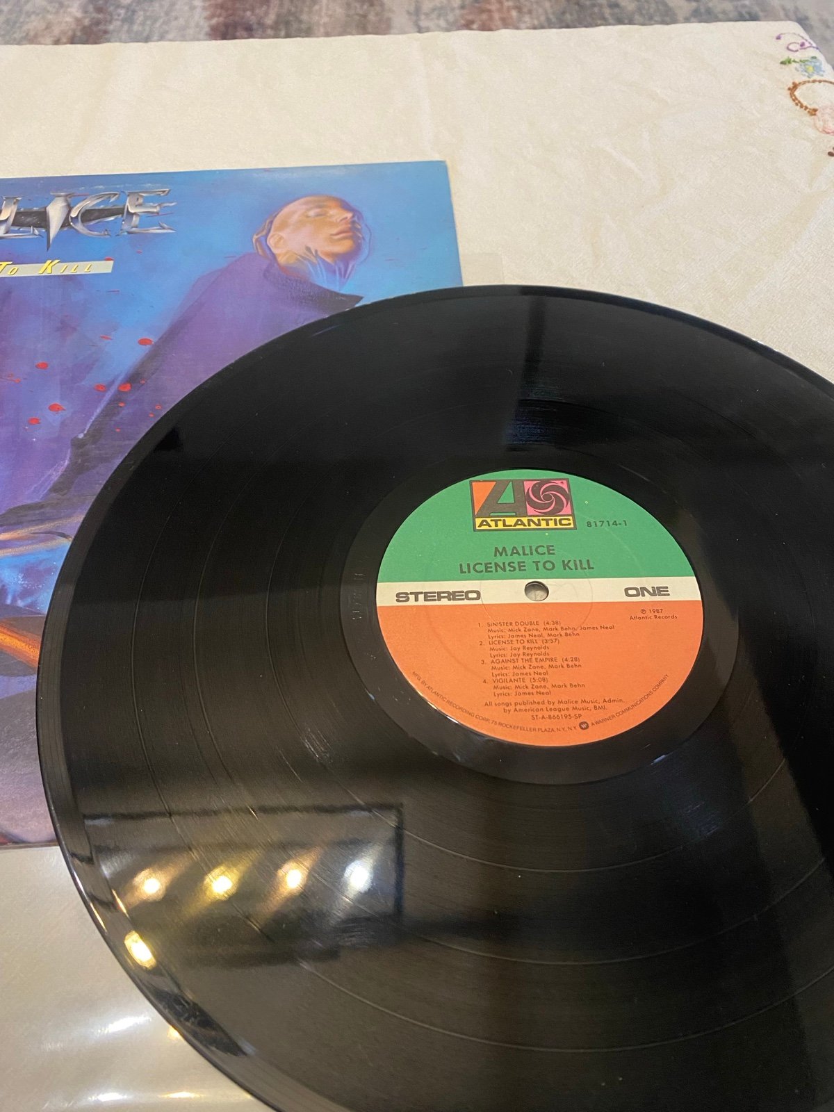 Malice License to kill 33 rpm record, classic metal Promo record!!