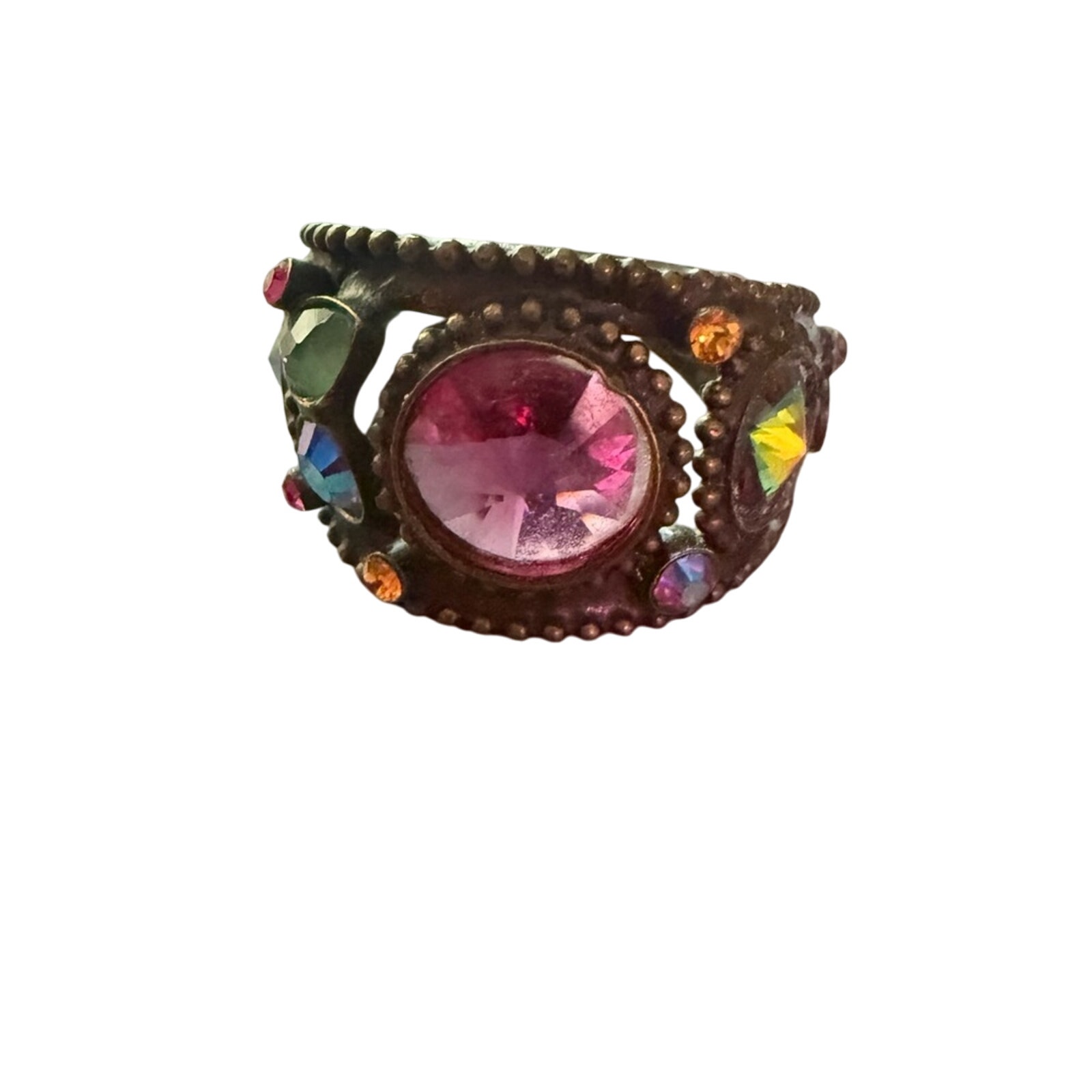 Sorrelli Crystal Brass Tone Ring Size 6 Adjustable