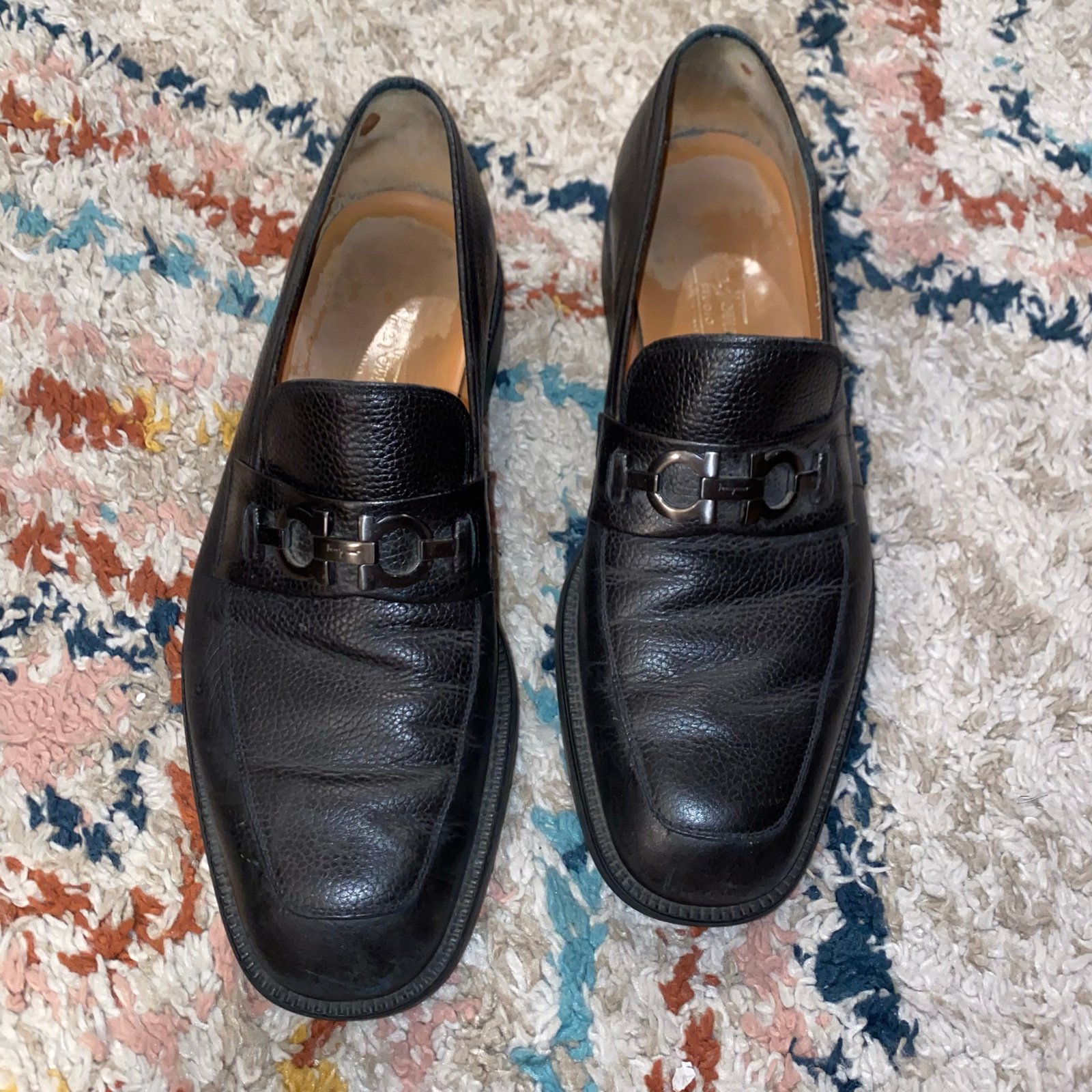 Salvatore Ferragamo pebbled black studio loafers