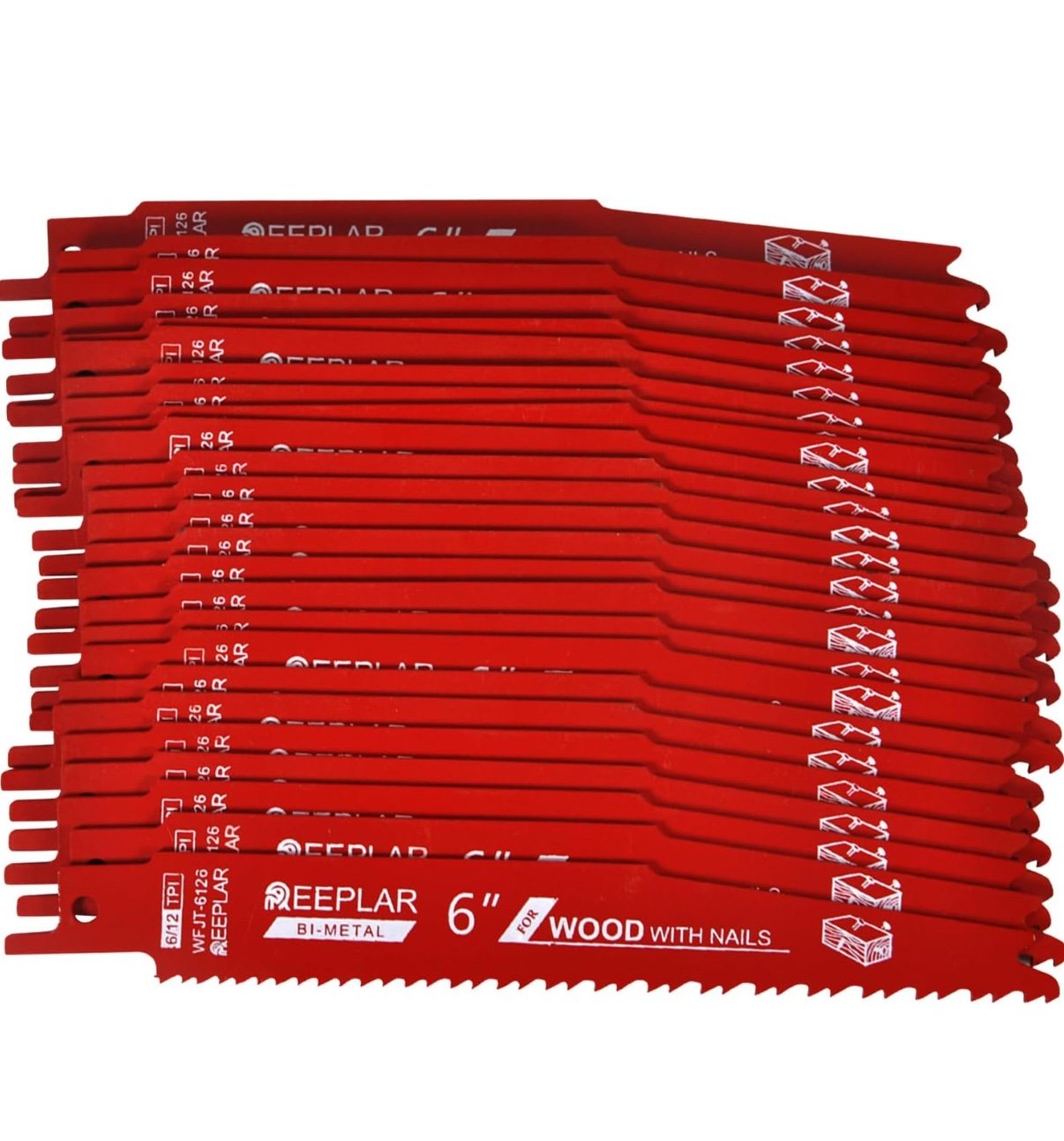 25 Pack 6 Inch 6/12 Tpi Reciprocating Saw Blades for Nail-Embedded Wood New (Dam