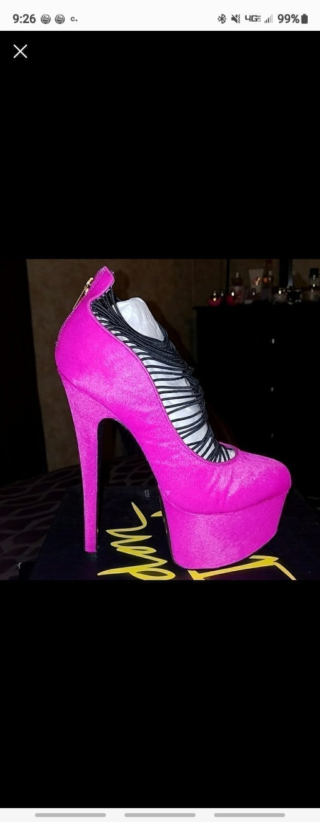NIB London Trash Ceres Pink Ponyhair Leather Platform Heels 8.5