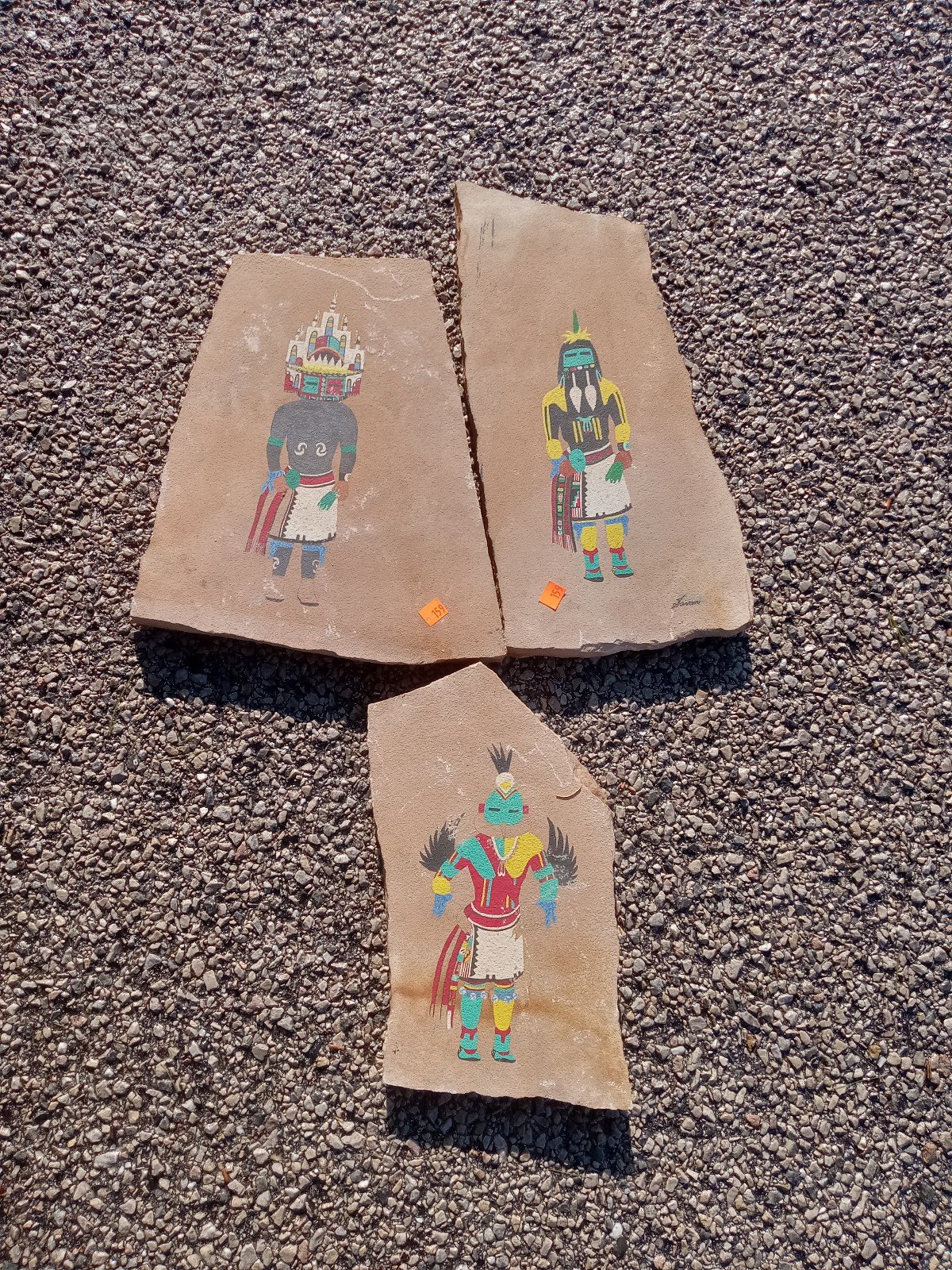 Vtg original painted heavy sandstone