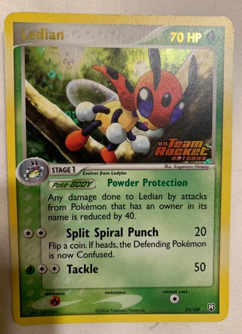 Ledian Ex Team Rocket Holographic Pokemon Card Fermi Bubbles Grading B-