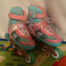Glam By Rush Girl Pro Inline Skates Flying Wheel Pink/Green Adjustable Sizes 4-7