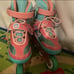 Glam By Rush Girl Pro Inline Skates Flying Wheel Pink/Green Adjustable Sizes 4-7