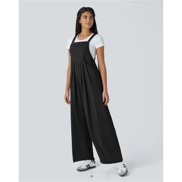 Halara Adjustable Multiple Pockets Plicated Casual Linen-Feel Overalls Size M