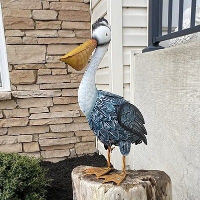 16.5 Coastal Ocean Bird Garden Statues & Sculptures, Metal Yard Art Lawn Decor