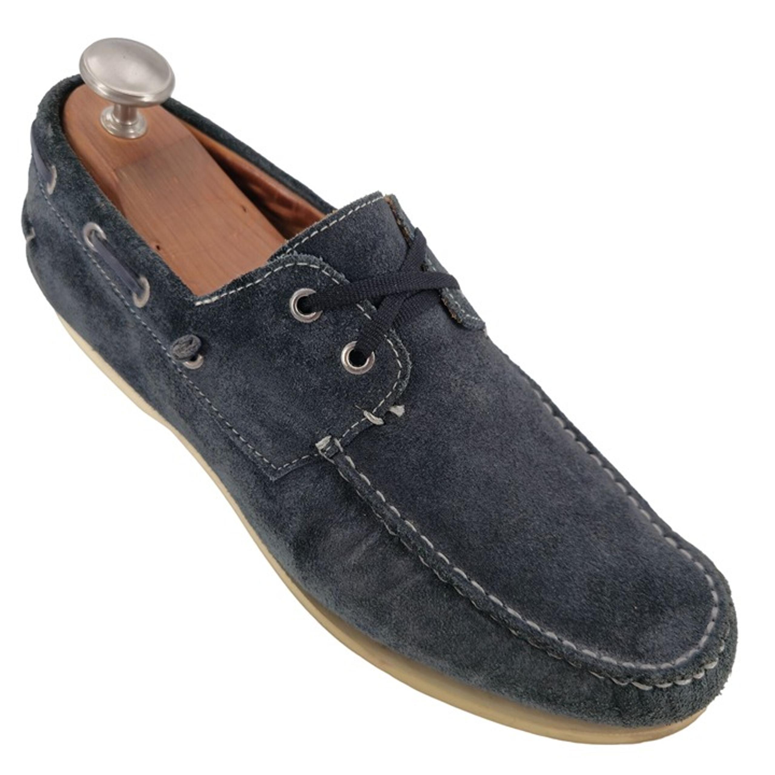John Varvatos Mens 11.5M Blue Suede Casual Loafer Deck Dock Boat Shoes Brazil
