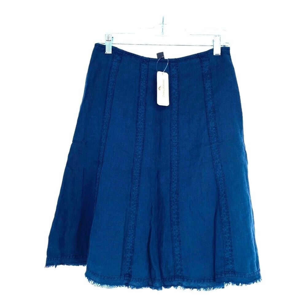 Tommy Bahama Womens Blue Two Palma Fringed Linen Skirt Size 2