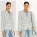 NWT L'AGENCE Kenzie Double Breasted Blazer 2 Blue Tweed Academia Office Career