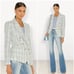 NWT L'AGENCE Kenzie Double Breasted Blazer 2 Blue Tweed Academia Office Career