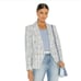NWT L'AGENCE Kenzie Double Breasted Blazer 2 Blue Tweed Academia Office Career