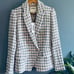NWT L'AGENCE Kenzie Double Breasted Blazer 2 Blue Tweed Academia Office Career