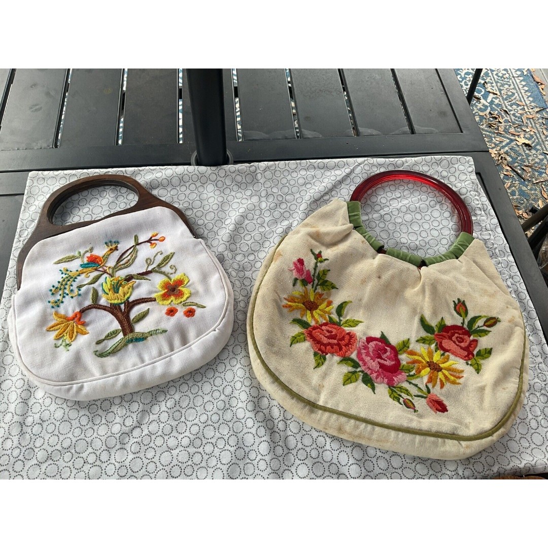 Vintage Handmade Hand Stitched Purses Bags