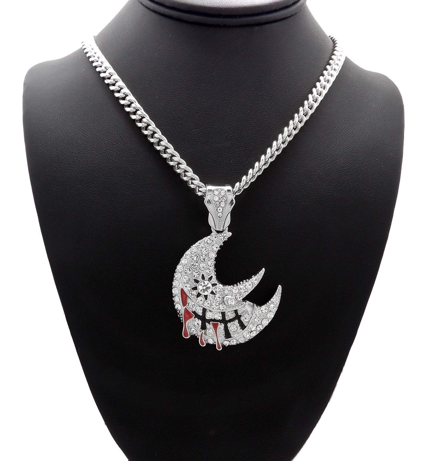 NEW ICED BLING SOUL EATER PENDANT &6mm 30” CUBAN LINK CHAIN