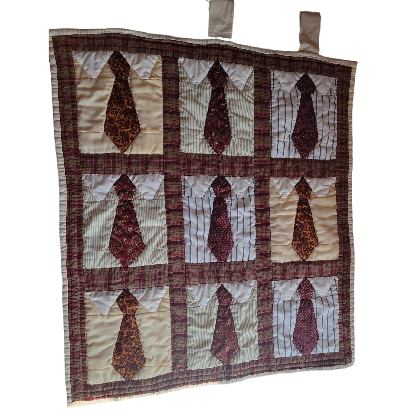 Handmade Shirts & Ties Quilted Wall Hanging Upcycled