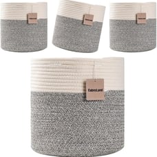 4 Pack Decorative Storage Bins for Clothes, Toys, Towels Off White/Gray
