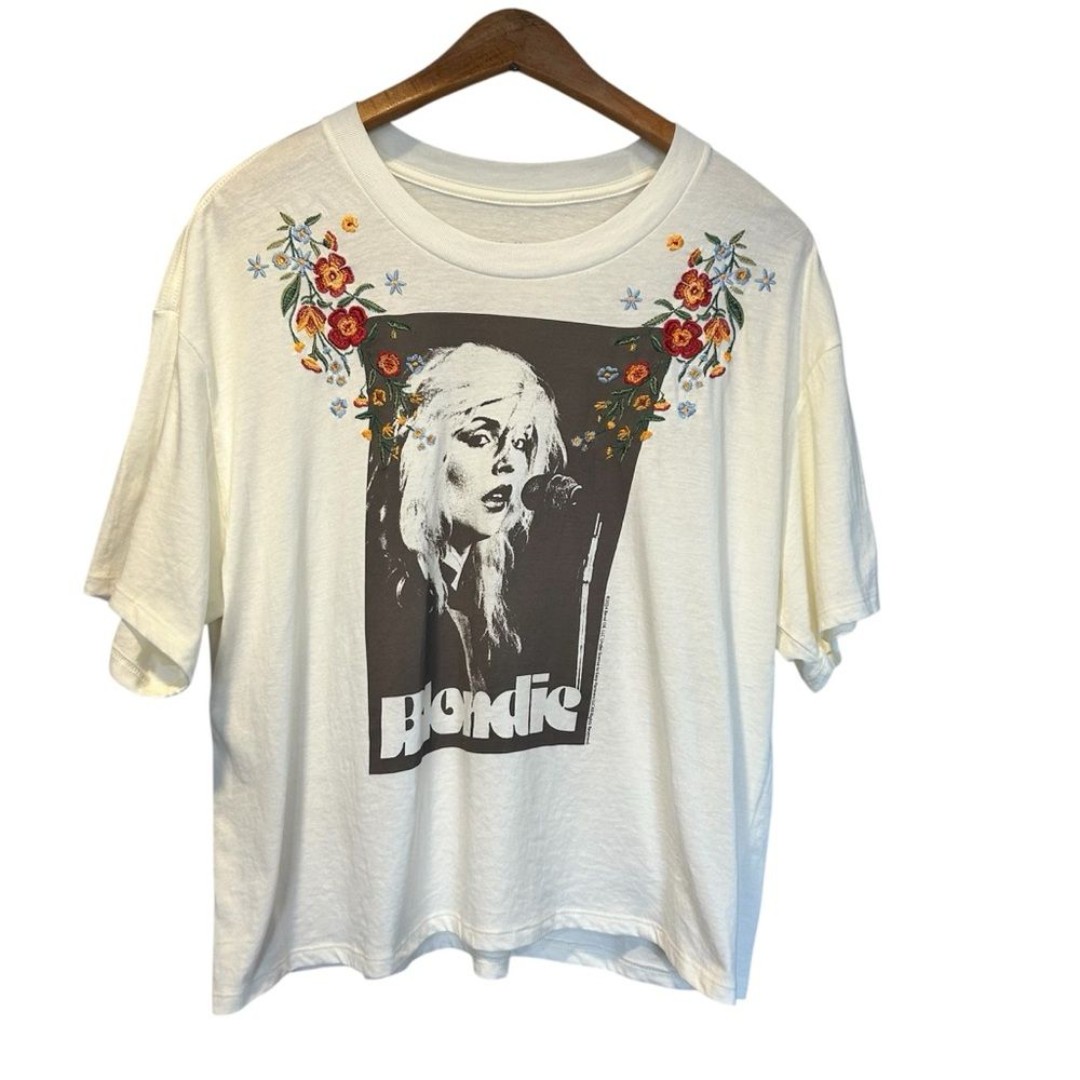 Vinyl Icon White Blondie Floral Embroidered Tee XL