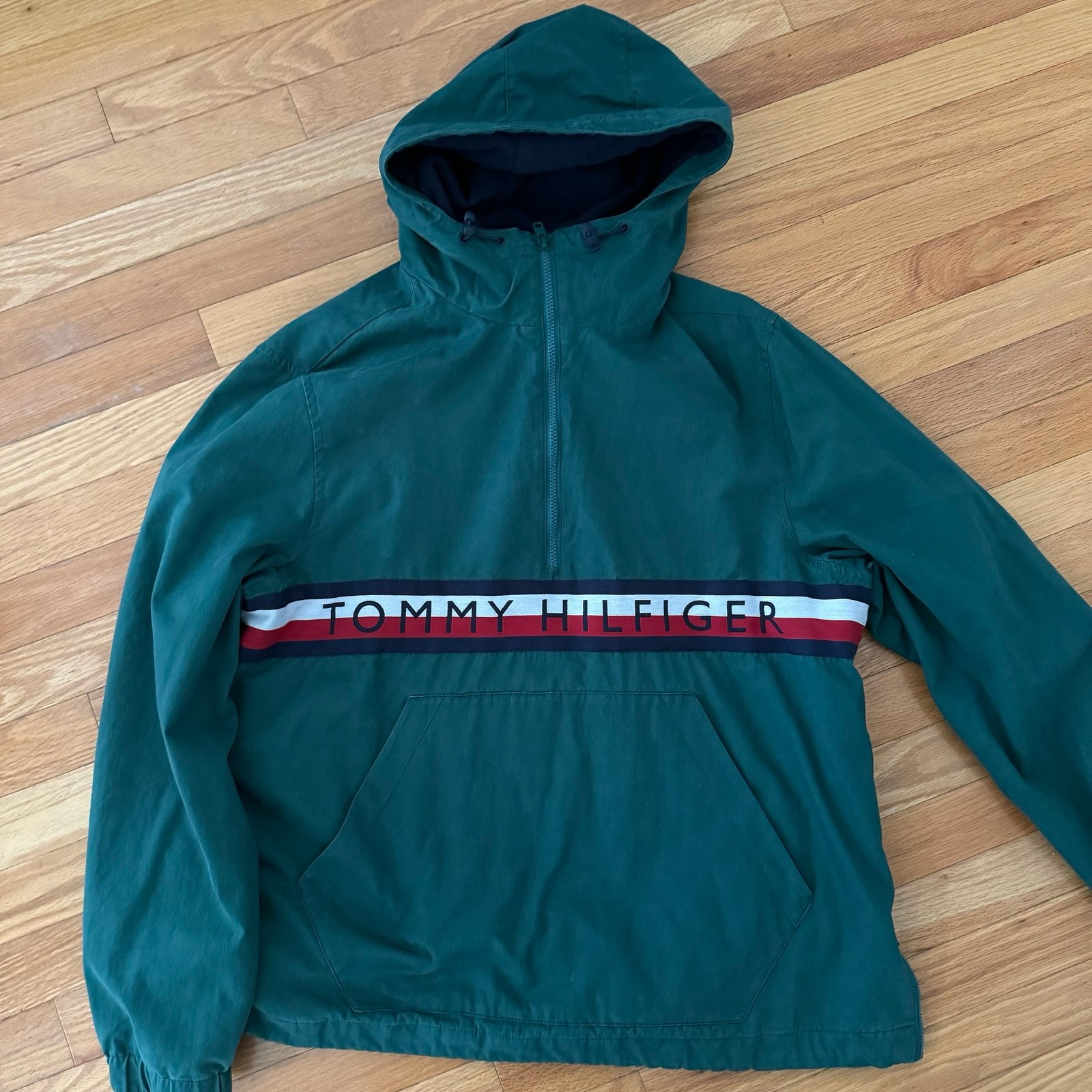 Men Medium - Vintage Tommy Hilfiger Fleece Lined Pullover Jacket Anorak