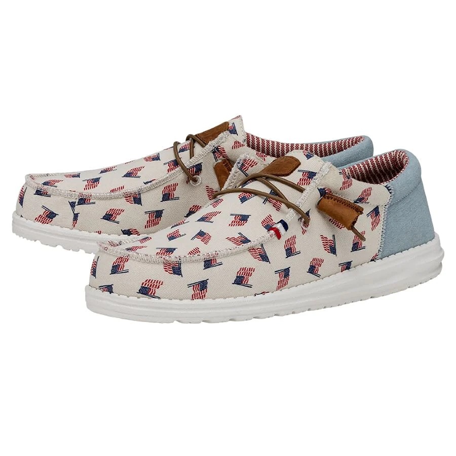 Hey Dude Wally Americana Flag Men's Size 12 Comfort Shoes Slip On New 40395-1JR