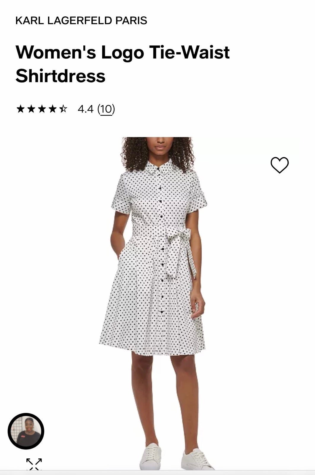 KARL LAGERFELD PARIS Women's Logo Tie-Waist Shirtdress