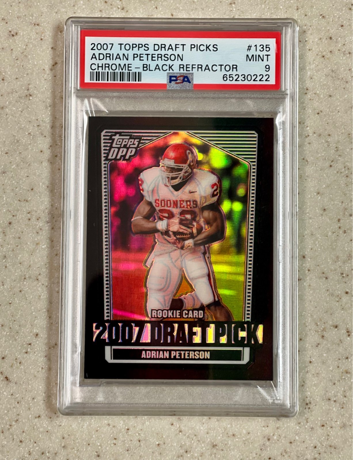 2007 Topps Draft Picks Chrome Black Refractor #135 Adrian Peterson RC PSA 9 MINT