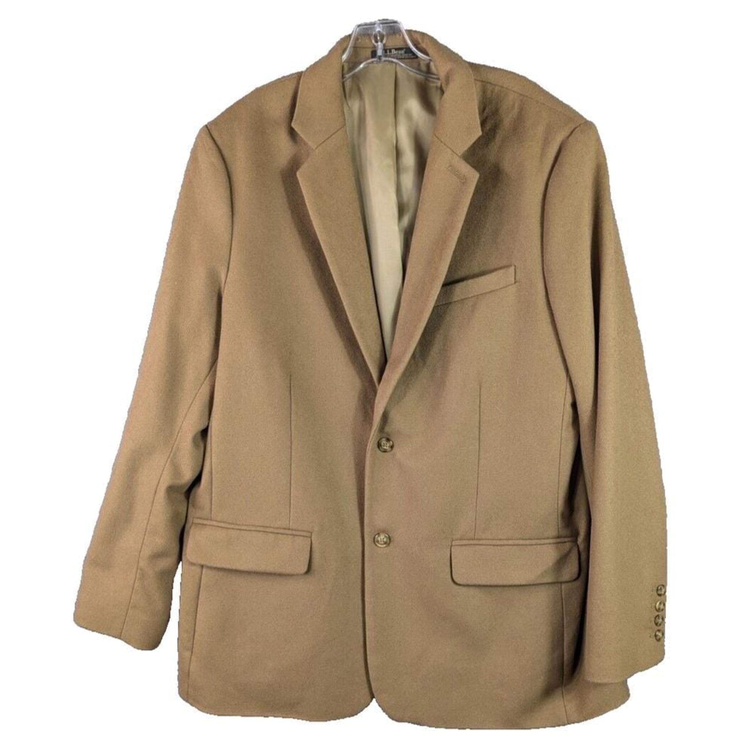 LL Bean Wool Cashmere Sport Coat Jacket Men's Brown Preppy Size 44-Tall 278416