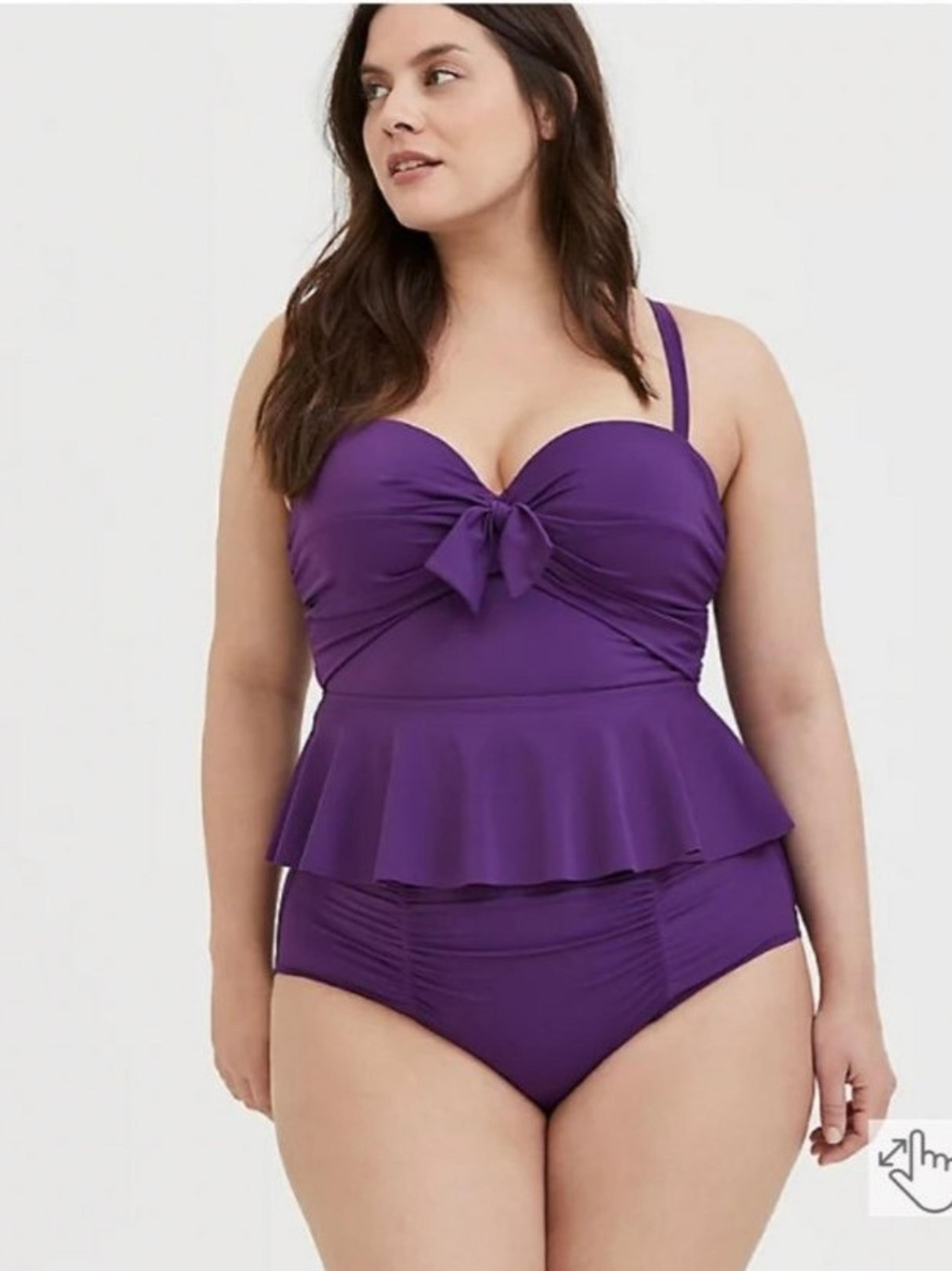 Torrid Purple peplum midkini swim top size 0 D/DD