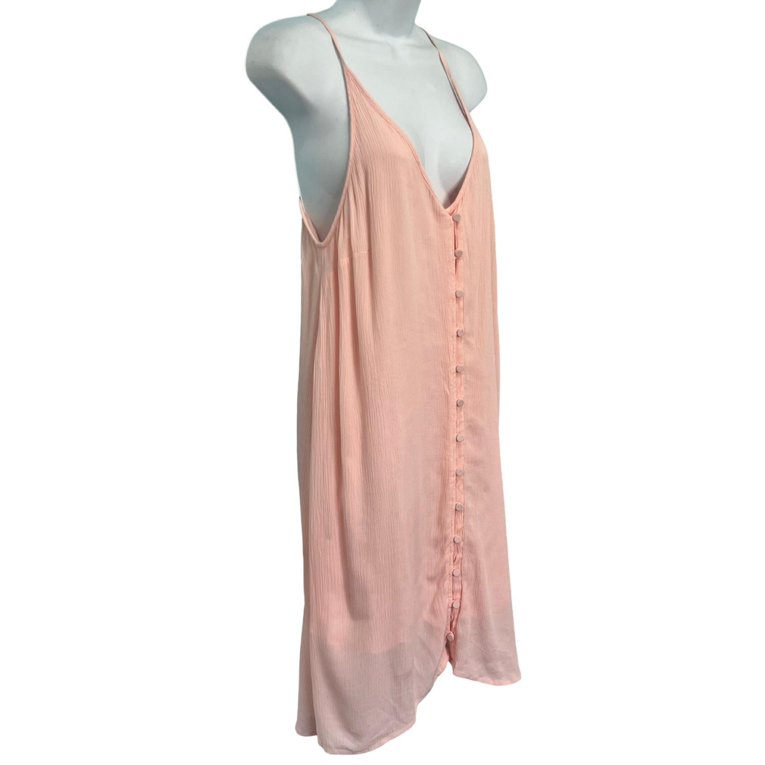 Roxy Pink Siren Treasure Button Front Lined Crinkle Mini Dress size S NEW Tags