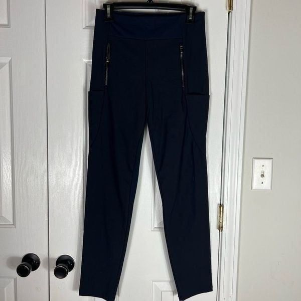 Athleta Womens Black Stellar Crop Pants Zipper Pockets Size 4