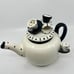 1998 Mud Pie Teapot W/Tiny Outside Mug & Saucer On Lid W/ Ceramic Serving Tray