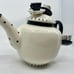 1998 Mud Pie Teapot W/Tiny Outside Mug & Saucer On Lid W/ Ceramic Serving Tray
