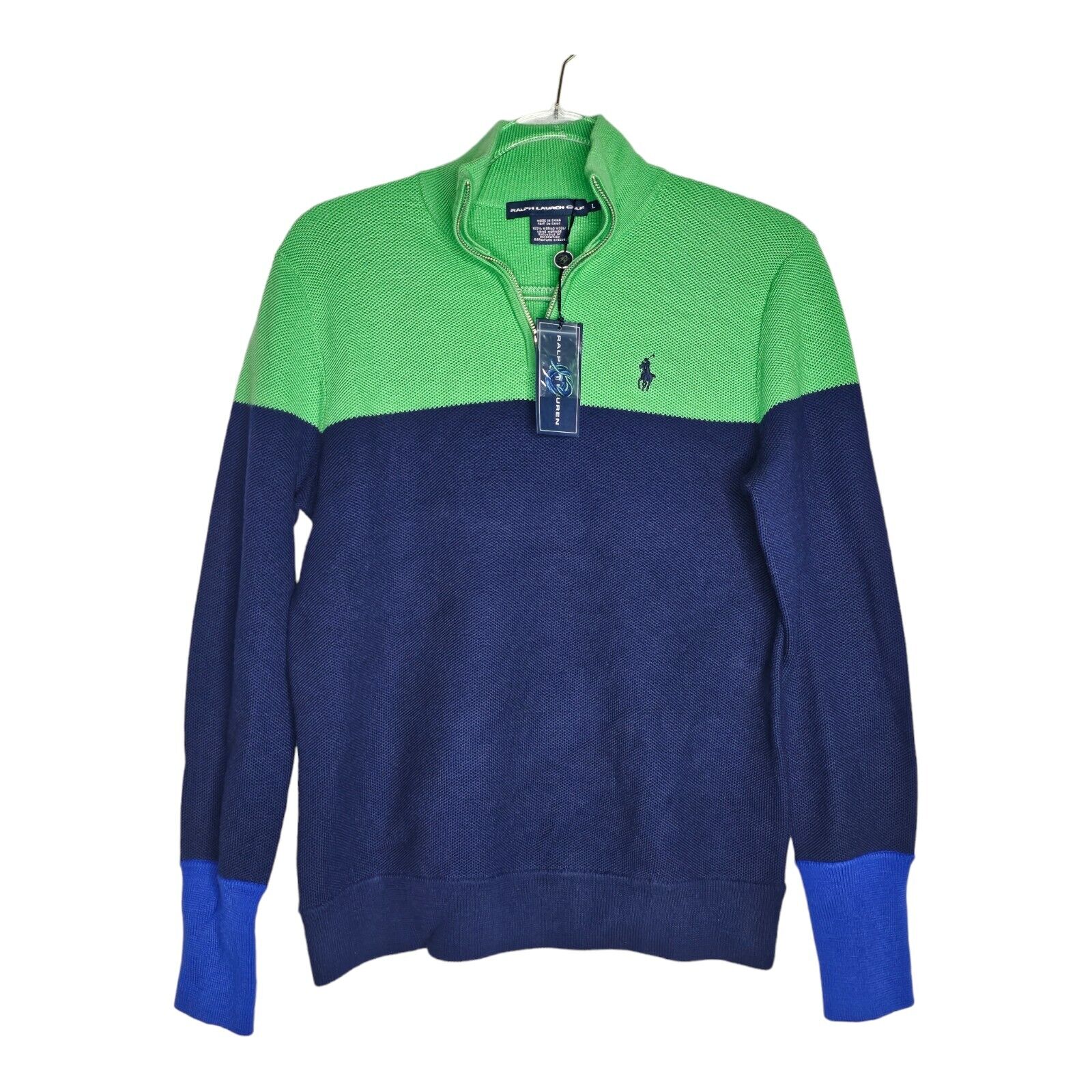 NWT Polo Ralph Lauren Golf Womens 1/4 ZIP SWEATER Sz. Large Merino Wool NEW